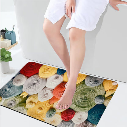 Sudrsha Anti-Skid 3D Rainbow Print Rubber Bath Mat – Water-Absorbent