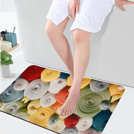 Sudrsha Anti-Skid 3D Rainbow Print Rubber Bath Mat – Water-Absorbent