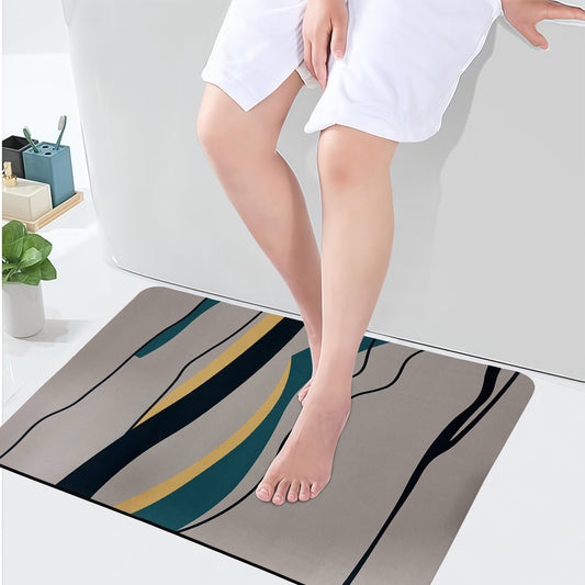 Sudrsha Anti-Skid 3D Linen Grey abstract  Rubber Bath Mat – Water-Absorbent