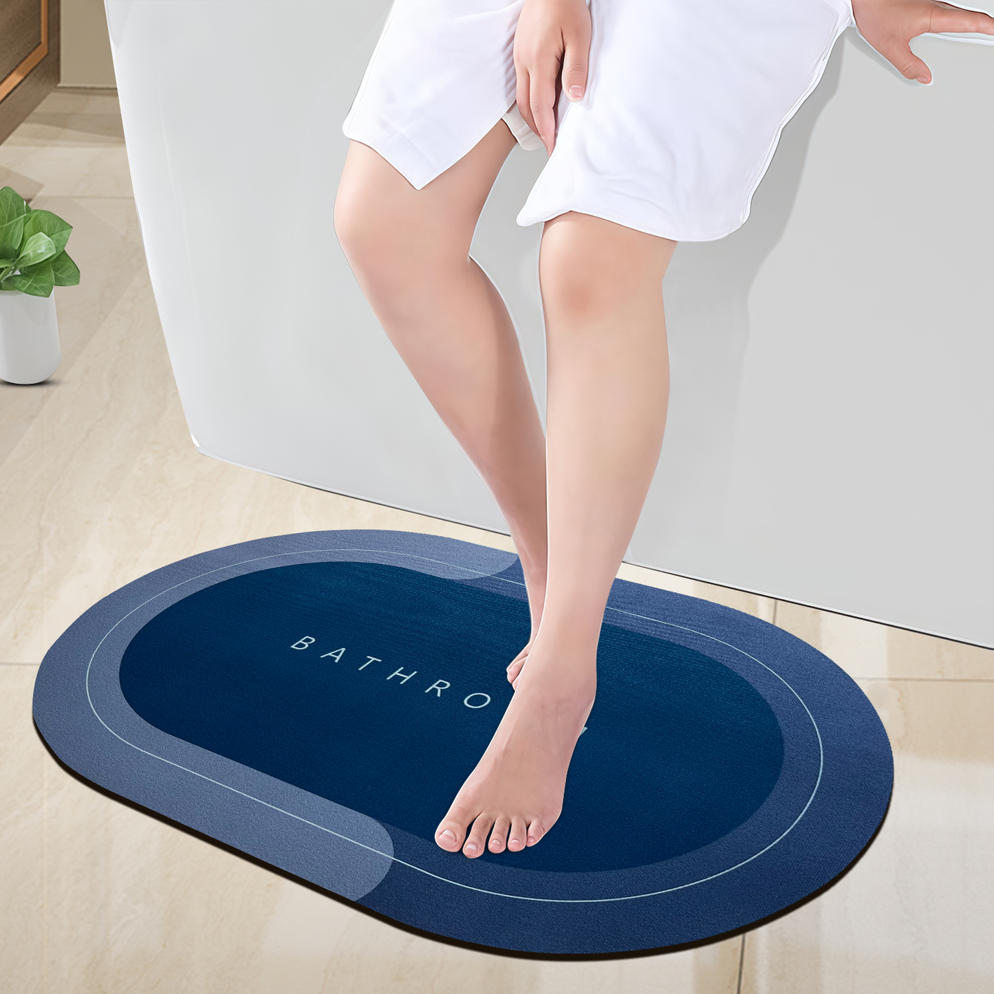 SUDRSHA Anti-Skid 3.5mm Light Blue  Bath  Mat | Water Absorbent Door & Bathroom Floor Mat