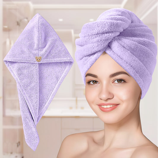 Sudrsha Microfiber (Purple)  Hair Towel Wrap for Women – Quick Drying, Super Absorbent with Elastic Loop