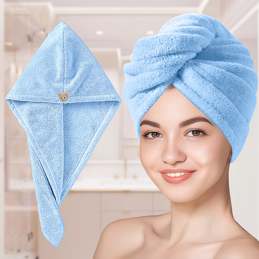 Sudrsha Microfiber ( Sky -Blue)  Hair Towel Wrap for Women – Quick Drying, Super Absorbent with Elastic Loop