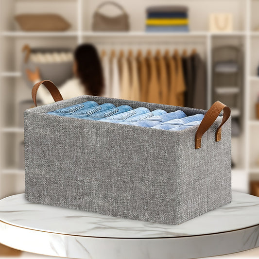 Sudrsha Foldable Wardrobe Organizer Box (47×27×20 cm) | Durable Polystyrene Storage with Handle for Clothes, Toys & Blankets(Grey)