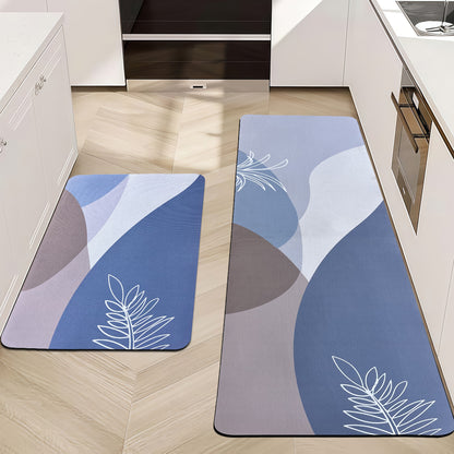 SUDRSHA Anti-Skid 3.5mm  | Water Absorbent Kitchen Mat Leaf print