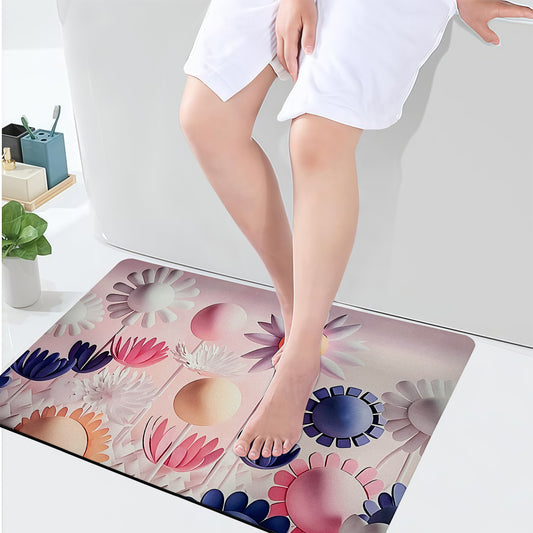 Sudrsha Anti-Skid 3D   Sun Flower Rubber Bath Mat – Water-Absorbent (pink)