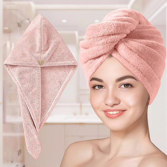 Sudrsha Microfiber (Pink)  Hair Towel Wrap for Women – Quick Drying, Super Absorbent with Elastic Loop