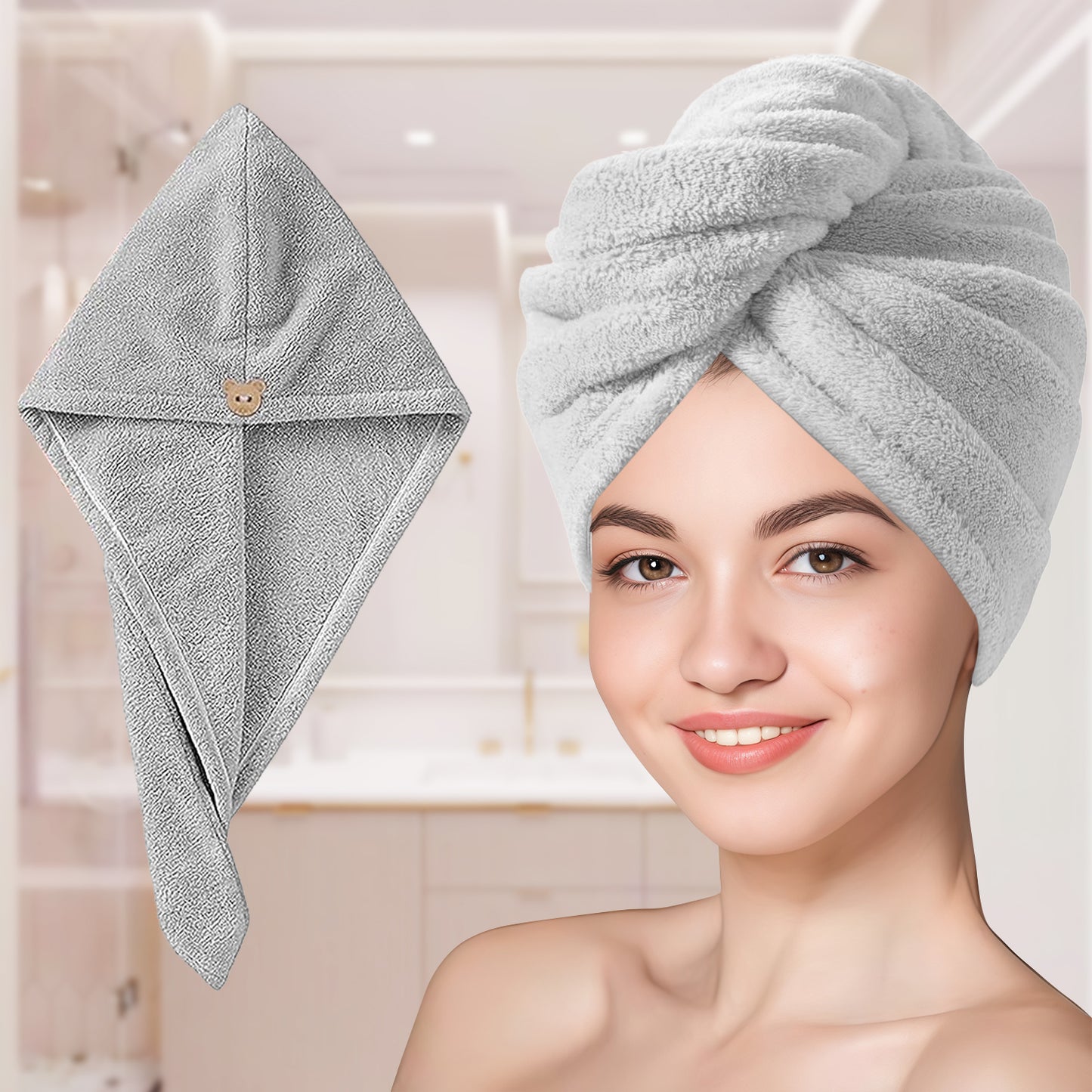 Sudrsha Microfiber (Purple)  Hair Towel Wrap for Women – Quick Drying, Super Absorbent with Elastic Loop