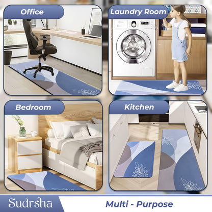SUDRSHA Anti-Skid 3.5mm  | Water Absorbent Kitchen Mat Leaf print
