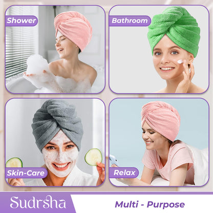 Sudrsha Microfiber (Purple)  Hair Towel Wrap for Women – Quick Drying, Super Absorbent with Elastic Loop