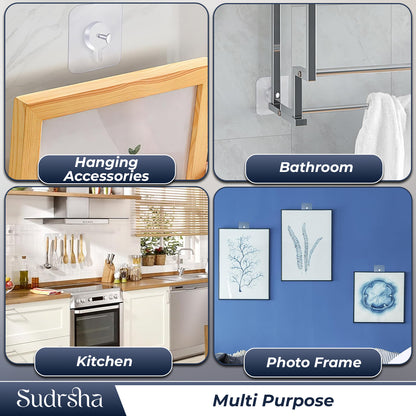 Sudrsha Adhesive Nail Photo Wall Hooks for Hanging Photo Frame, Kitchen Household and Bathroom Accessories (Pack of 10)