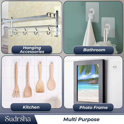 Sudrsha Adhesive Nail Photo Wall Hooks for Hanging Photo Frame, Kitchen Household and Bathroom Accessories (Pack of 10)