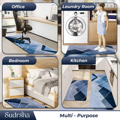 SUDRSHA Anti-Skid 3.5mm  | Water Absorbent Kitchen Mat (Feather Print)