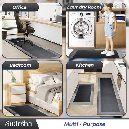SUDRSHA Anti-Skid 3.5mm  | Water Absorbent Kitchen Mat Solid Grey
