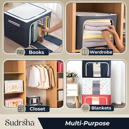 Sudrsha Double- 44 Litre Sided Zipper Foldable Storage Box – Closet Organizer for Clothes, Toys & More (Copy)