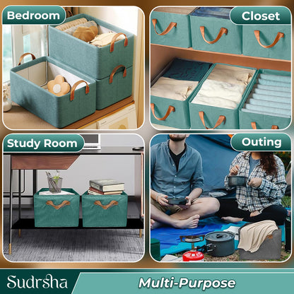 Sudrsha Foldable Wardrobe Organizer Box (47×27×20 cm) | Durable Polystyrene Storage with Handle for Clothes, Toys & Blankets(Green)