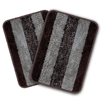 Rectangular Anti-Skid Microfiber Bathroom & Door Mat – Water Absorbent Soft Floor Rug  Brown