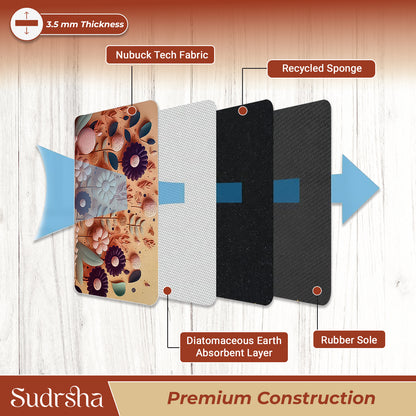 Sudrsha Anti-Skid 3D Flower Print Rubber Bath Mat – Water-Absorbent Orange  Bathroom Mat