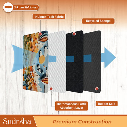 Sudrsha Anti-Skid 3D  Mountain Print  Rubber Bath Mat – Water-Absorbent