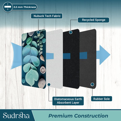 Sudrsha Anti-Skid 3D Flower Print Rubber Bath Mat – Water-Absorbent Leaf Pattern Bathroom Mat