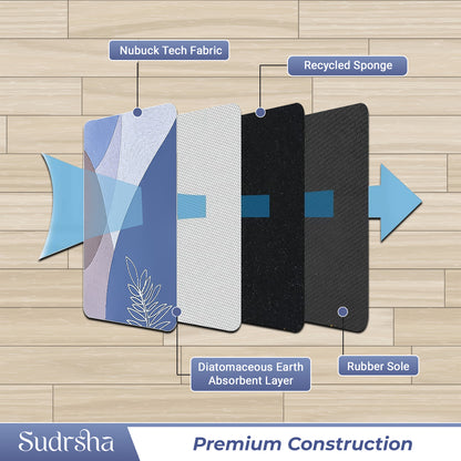 SUDRSHA Anti-Skid 3.5mm  | Water Absorbent Kitchen Mat Leaf print