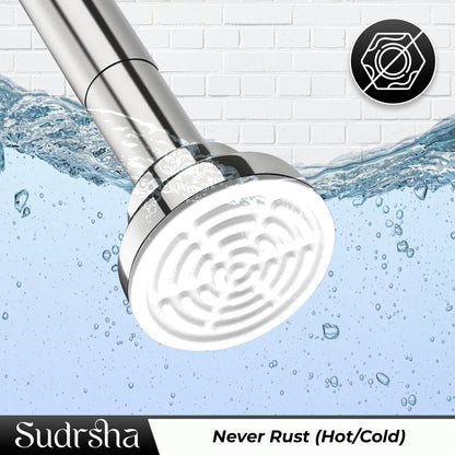 Sudrsha Stainless Steel Extendable Shower Silver Curtain Tension Rod – Non-Drilling, Anti-Skid Spring Pull Rod (85cm–140cm)