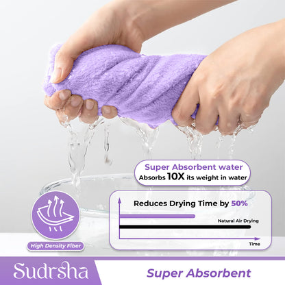 Sudrsha Microfiber (Purple)  Hair Towel Wrap for Women – Quick Drying, Super Absorbent with Elastic Loop