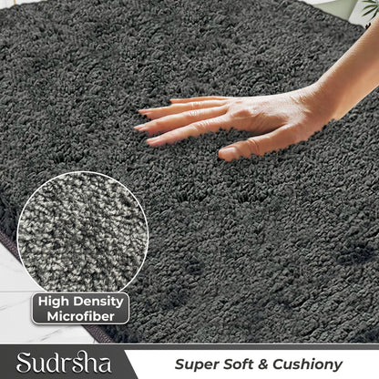 SITTELLA 1800 GSM Super Soft Microfiber Bath Mat – Extra Thick, Quick Dry & Anti-Skid Bathroom Rug for Bathroom & Home (Grey, Size: 40x60