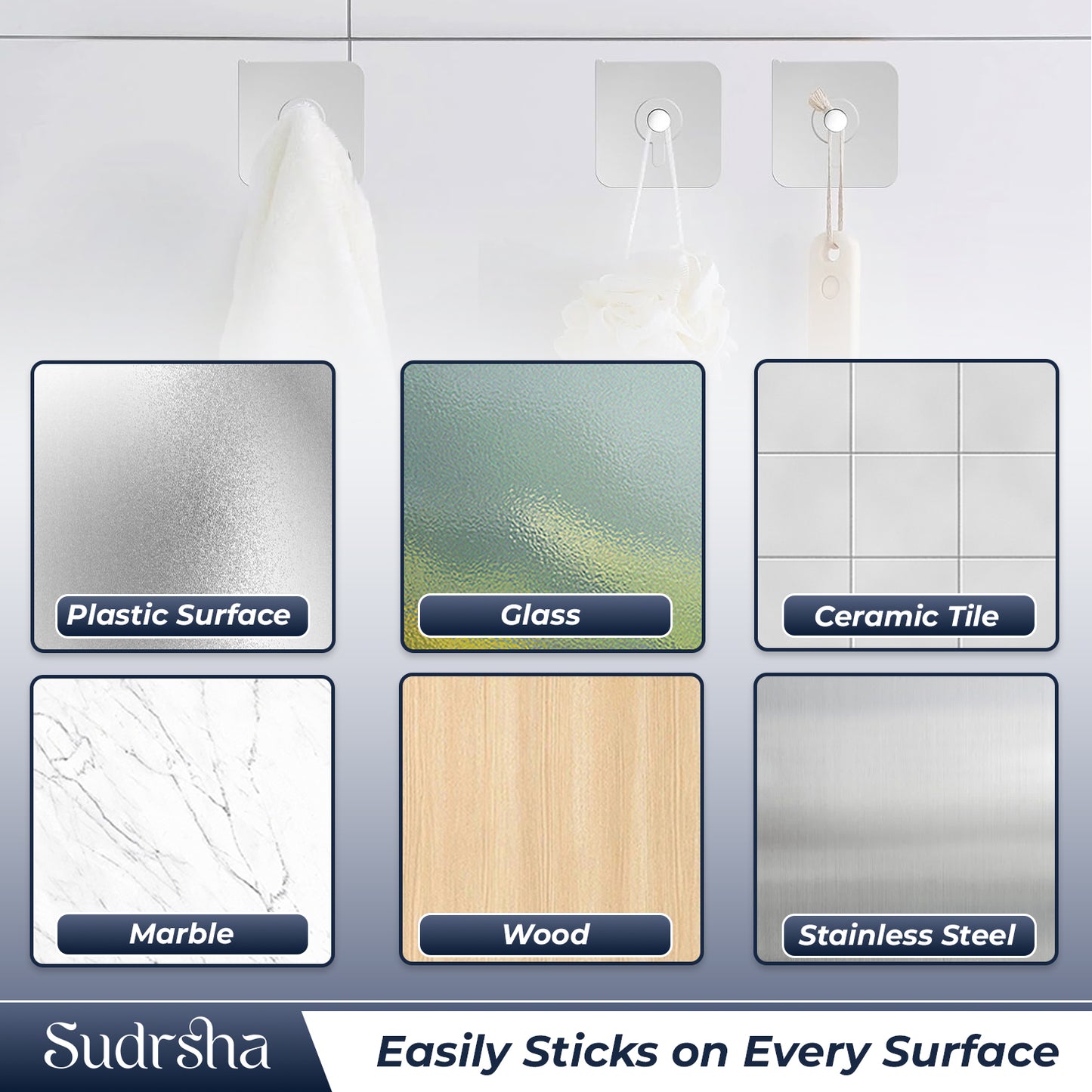 Sudrsha Adhesive Nail Photo Wall Hooks for Hanging Photo Frame, Kitchen Household and Bathroom Accessories (Pack of 10)