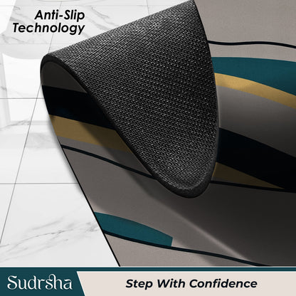 Sudrsha Anti-Skid 3D Linen Grey abstract  Rubber Bath Mat – Water-Absorbent