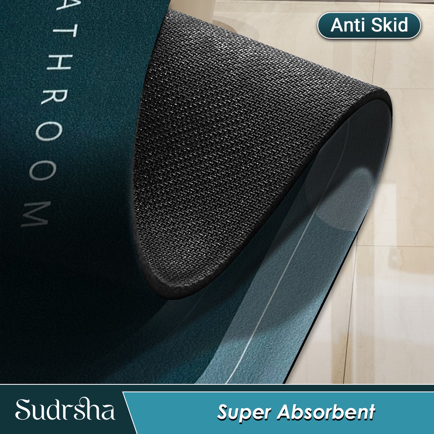 SUDRSHA Anti-Skid 3.5mm Green  Bath  Mat | Water Absorbent Door & Bathroom Floor Mat