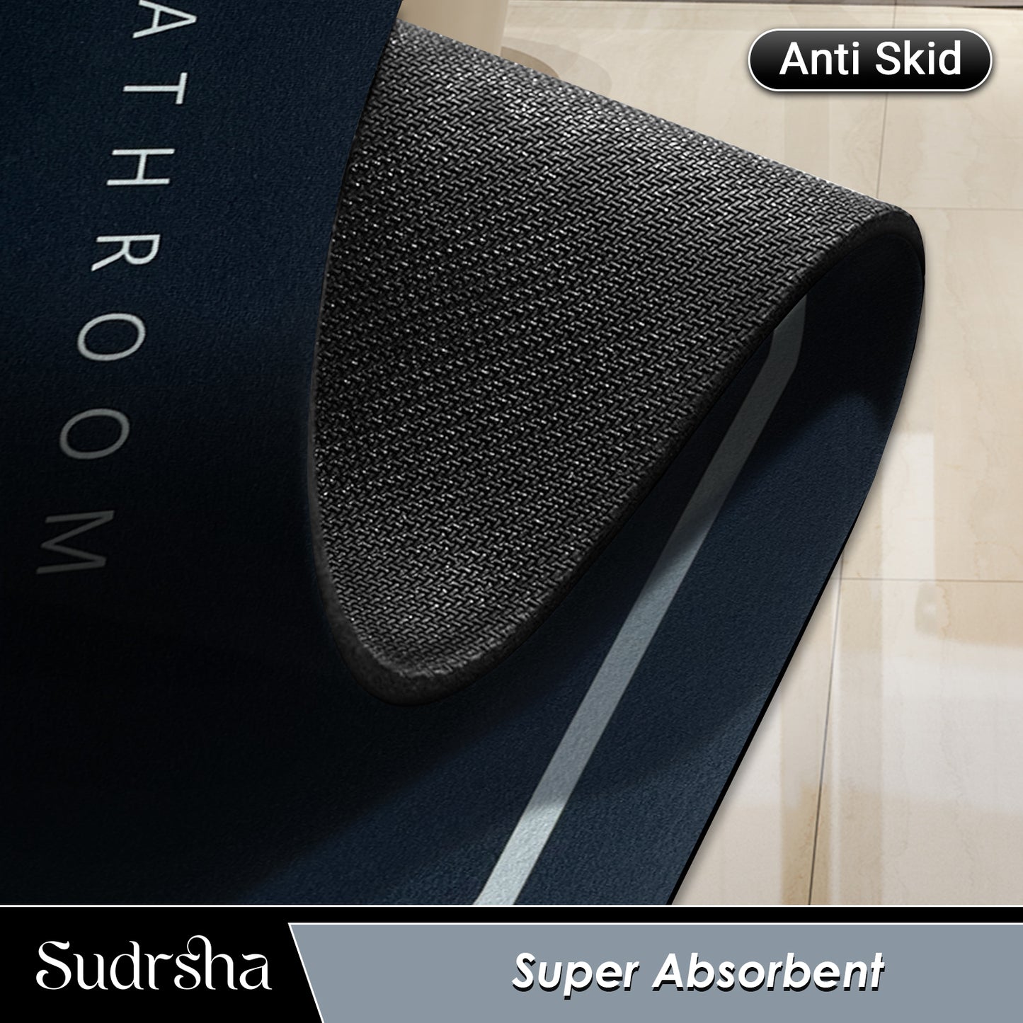 SUDRSHA Anti-Skid 3.5mm Black  Bath  Mat | Water Absorbent Door & Bathroom Floor Mat