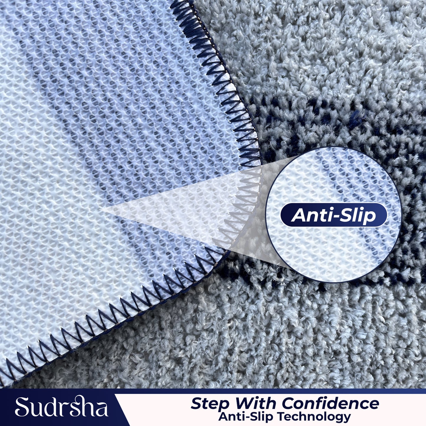 Rectangular Anti-Skid Microfiber Bathroom & Door Mat – Water Absorbent Soft Floor Rug  Blue