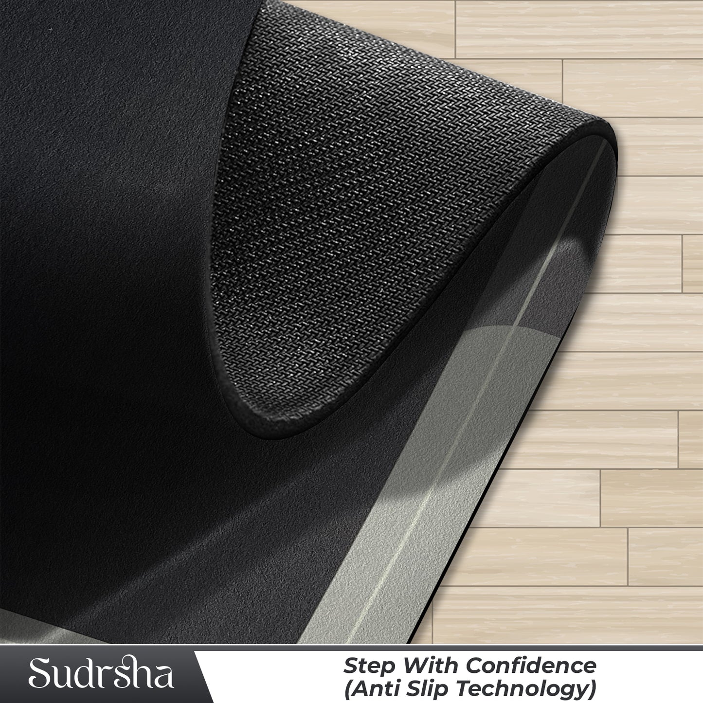 SUDRSHA Anti-Skid 3.5mm  | Water Absorbent Kitchen Mat Solid Grey