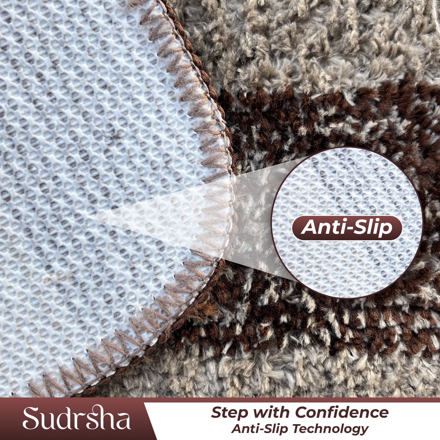 Rectangular Anti-Skid Microfiber Bathroom & Door Mat – Water Absorbent Soft Floor Rug  Brown