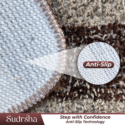 Rectangular Anti-Skid Microfiber Bathroom & Door Mat – Water Absorbent Soft Floor Rug  Brown