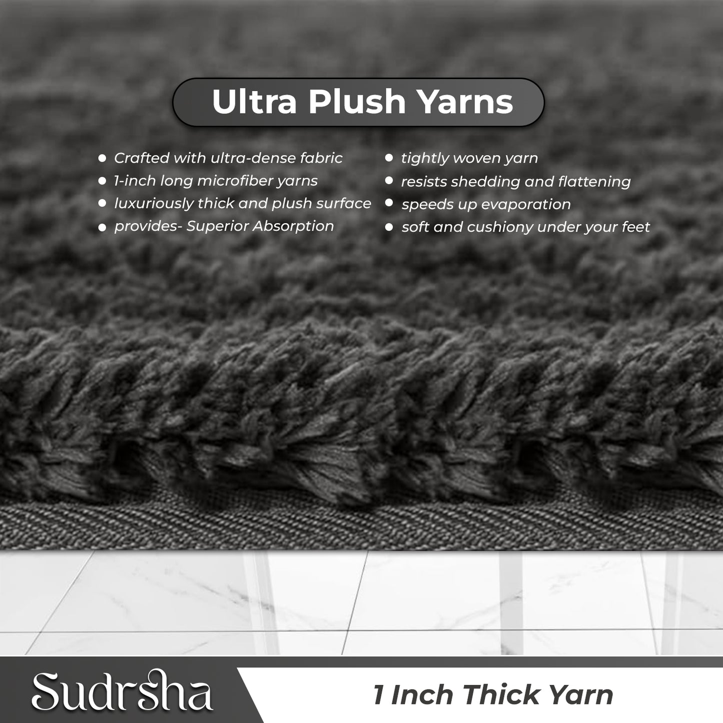 SITTELLA 1800 GSM Super Soft Microfiber Bath Mat – Extra Thick, Quick Dry & Anti-Skid Bathroom Rug for Bathroom & Home (Grey, Size: 40x60
