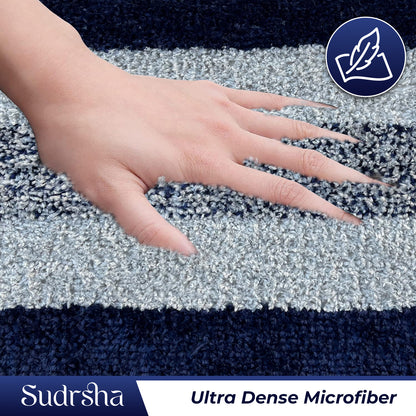 Rectangular Anti-Skid Microfiber Bathroom & Door Mat – Water Absorbent Soft Floor Rug  Blue