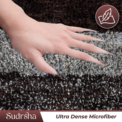 Rectangular Anti-Skid Microfiber Bathroom & Door Mat – Water Absorbent Soft Floor Rug  Brown